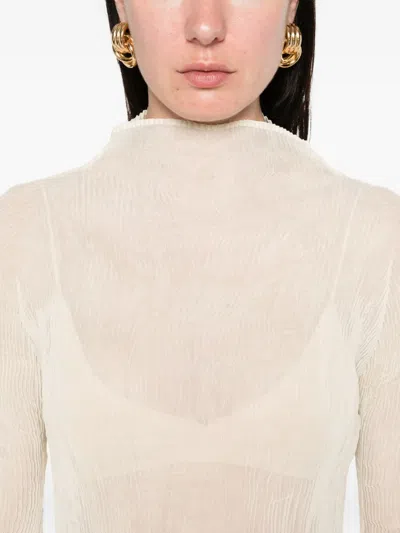 Issey Miyake Semi-sheer Blouse In Neutral