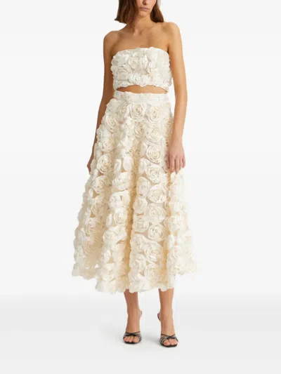 Rotate Birger Christensen Spaghetti Strap Top With Rose Appliques In Neutral