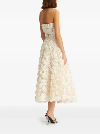 Rotate Birger Christensen Spaghetti Strap Top With Rose Appliques In Neutral