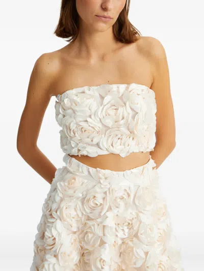 Rotate Birger Christensen Spaghetti Strap Top With Rose Appliques In Neutral