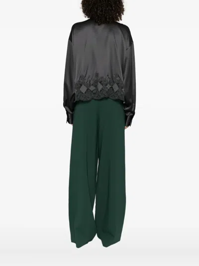 Ermanno Scervino Silk Shirt With Lace Trim In Black