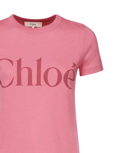 Chloé Logo-print Cotton T-shirt In Pink