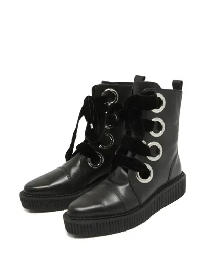 Pre-owned Marc By Marc Jacobs  Velvet-lace Combat Boots