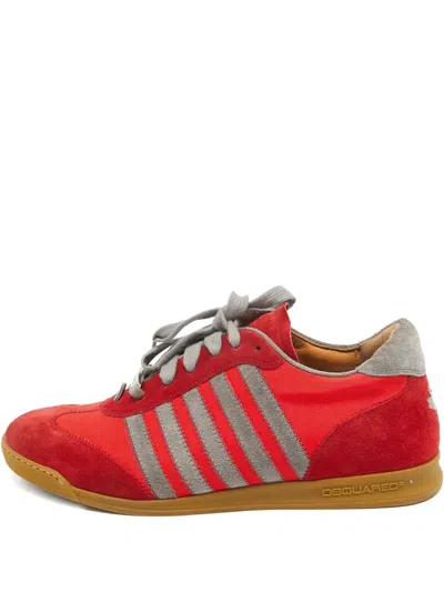 Pre-owned Dsquared2 Suede Stripe Sneakers In Red