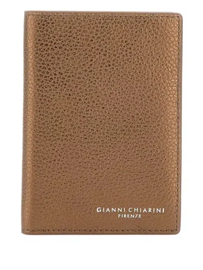 Gianni Chiarini Metallic Leather Wallet In Brown