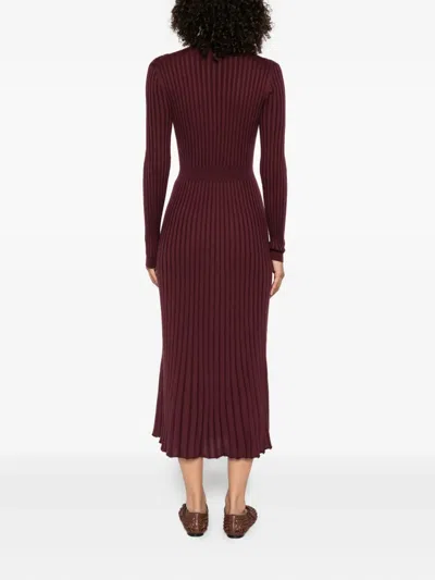 Gabriela Hearst Ribbed Collared Midi Dress In Brown