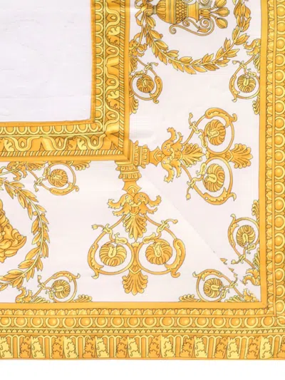 Versace Home Baroque-border Cotton Beach Towel In White