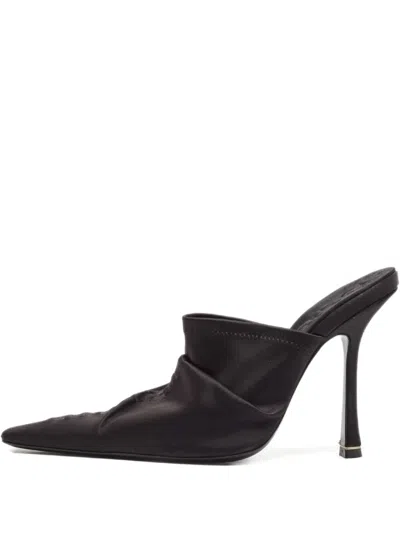 Pre-owned Alexander Wang 120mm Satin Mules In Black