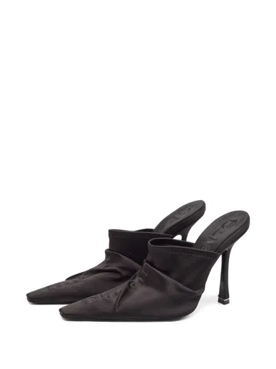 Pre-owned Alexander Wang 120mm Satin Mules In Black