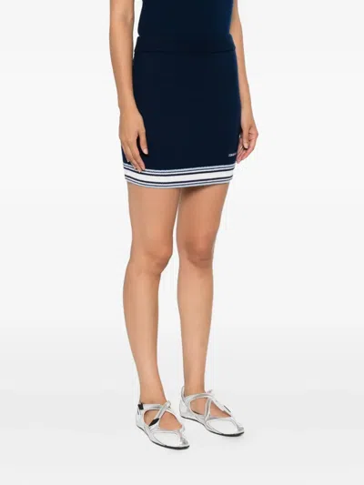Casablanca Wool Skirt With Stripe Detail And Elastic Waist In Blue