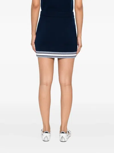 Casablanca Wool Skirt With Stripe Detail And Elastic Waist In Blue