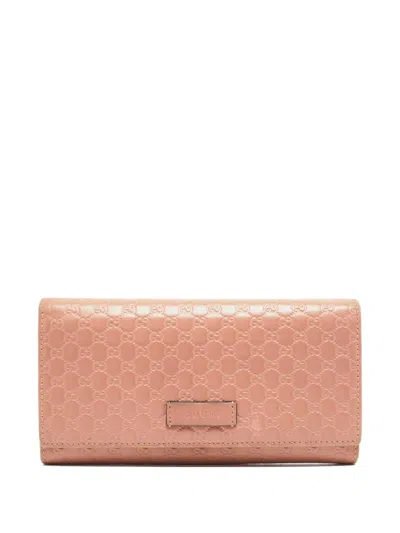 Pre-owned Gucci Microgucissima Leather Wallet In Pink