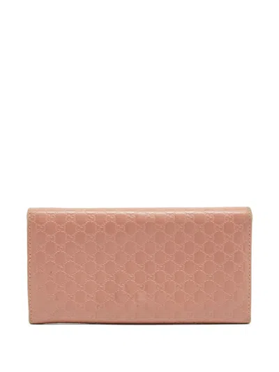 Pre-owned Gucci Microgucissima Leather Wallet In Pink