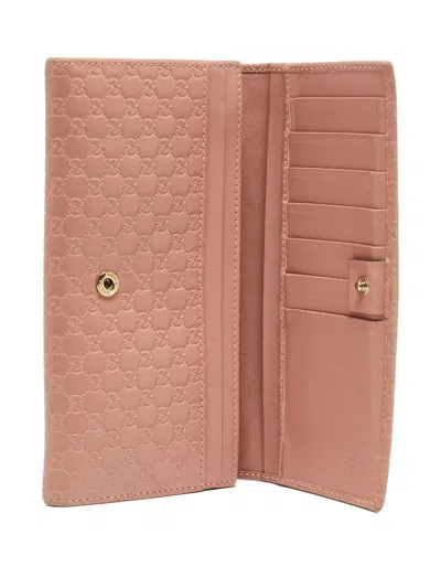 Pre-owned Gucci Microgucissima Leather Wallet In Pink