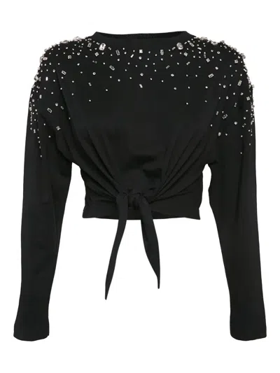 Pre-owned Sandro Rhinestone-embellished Top In Black