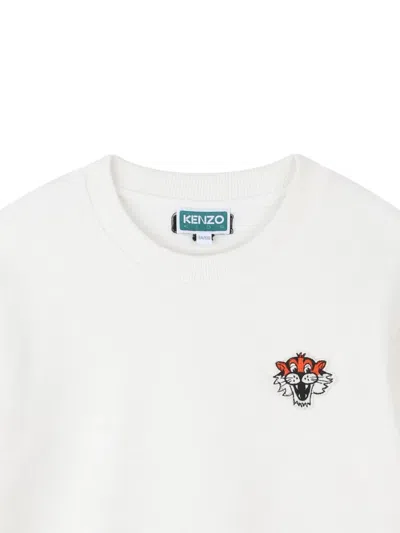 Kenzo Tiger Head-embroidered Sweatshirt In White