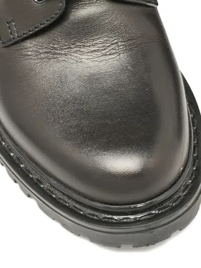Pre-owned Valentino Garavani Buckle-strap Leather Combat Boots In Black