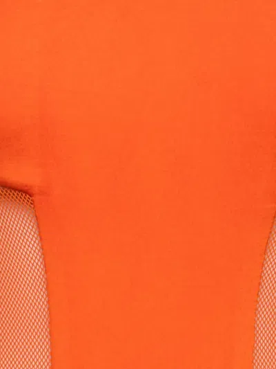 Pre-owned Cushnie  Mesh Panel Maxi Dress In Orange