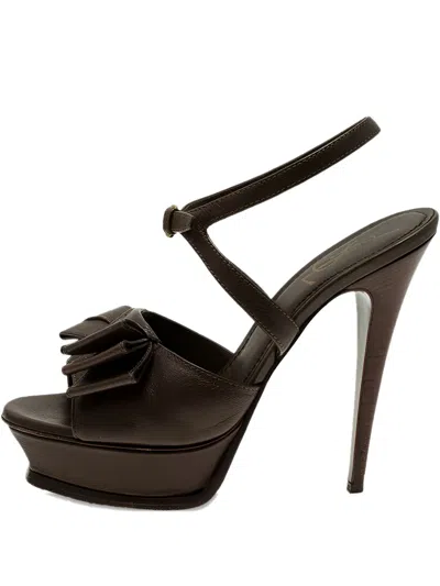 Pre-owned Saint Laurent 140mm Y-bow Platform Sandals