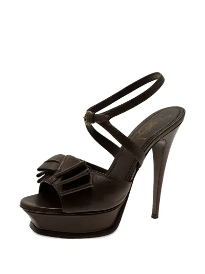 Pre-owned Saint Laurent 140mm Y-bow Platform Sandals