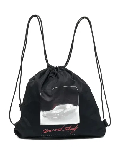Pre-owned Alexander Wang Wallie Car-print Backpack In Black