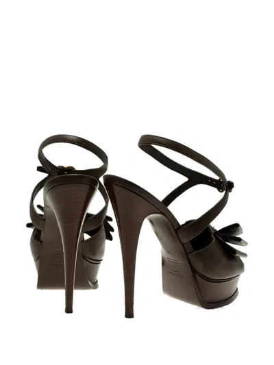 Pre-owned Saint Laurent 140mm Y-bow Platform Sandals