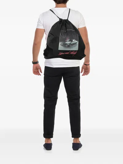 Pre-owned Alexander Wang Wallie Car-print Backpack In Black