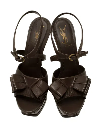 Pre-owned Saint Laurent 140mm Y-bow Platform Sandals