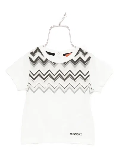 Missoni Chevron-pattern Short-sleeved T-shirt In White