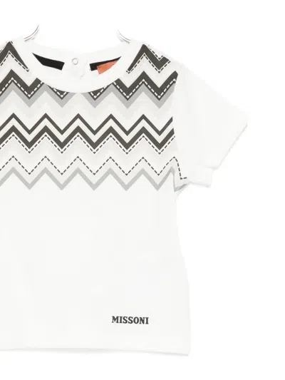 Missoni Chevron-pattern Short-sleeved T-shirt In White