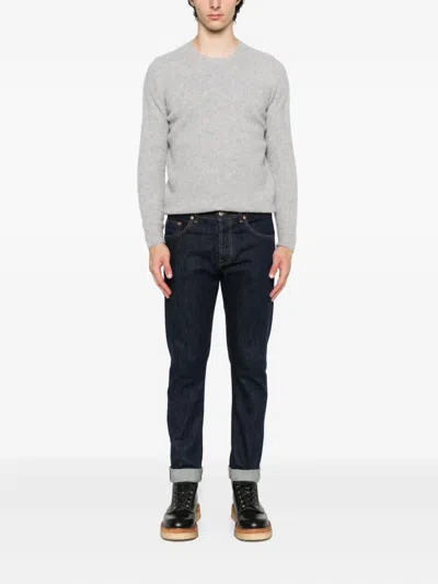 Drumohr Soft Texture Ribbed Crewneck Knitwear In Gray