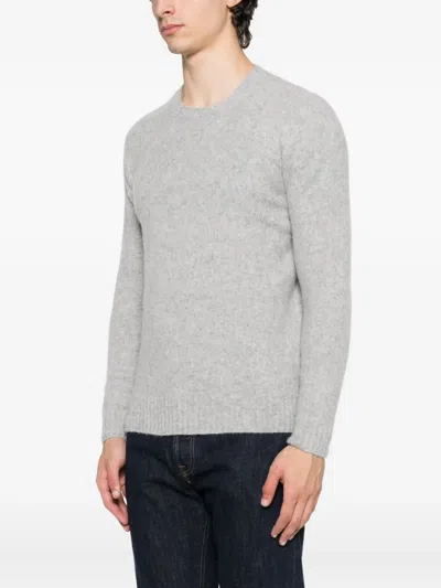 Drumohr Soft Texture Ribbed Crewneck Knitwear In Gray