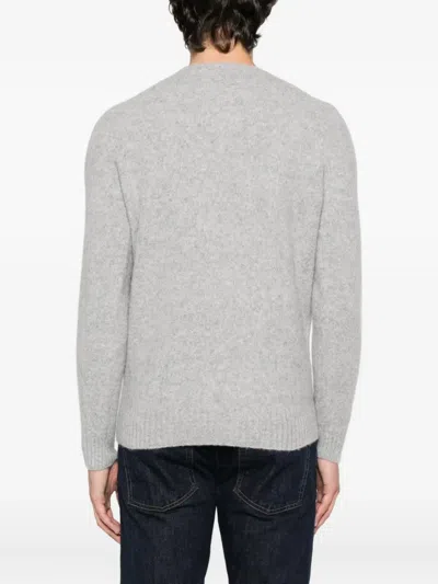 Drumohr Soft Texture Ribbed Crewneck Knitwear In Gray