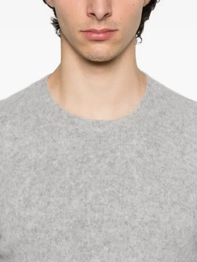 Drumohr Soft Texture Ribbed Crewneck Knitwear In Gray