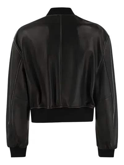 Weekend Max Mara Syntethic Leather Jacket With Zip In Black