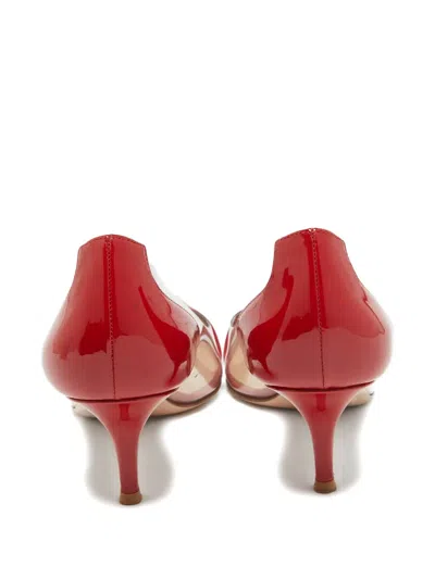Pre-owned Gianvito Rossi  60mm Patent Leather Clear-panel Pumps In Red