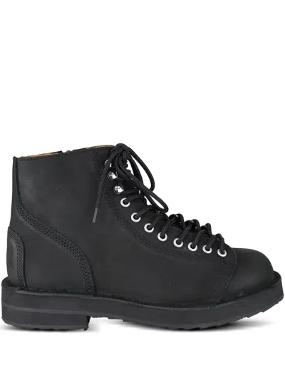 Yohji Yamamoto Lace-up Leather Boots In Black