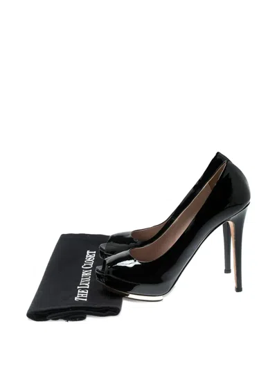 Pre-owned Le Silla  Patent Leather Peep Toe Pumps In Black