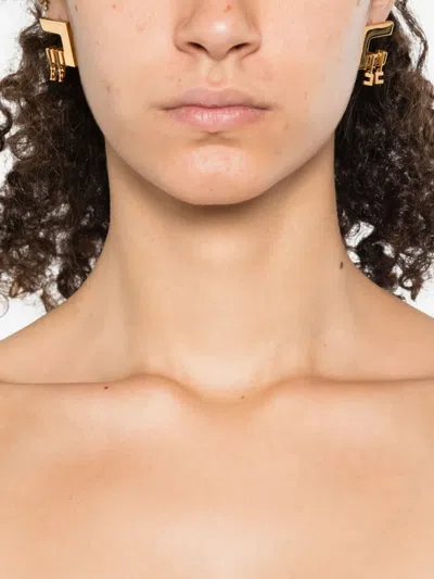 Elisabetta Franchi Square-frame Earrings In Gold