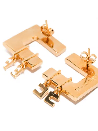 Elisabetta Franchi Square-frame Earrings In Gold