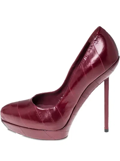 Pre-owned Saint Laurent 105mm Divine Leather Platform Pumps