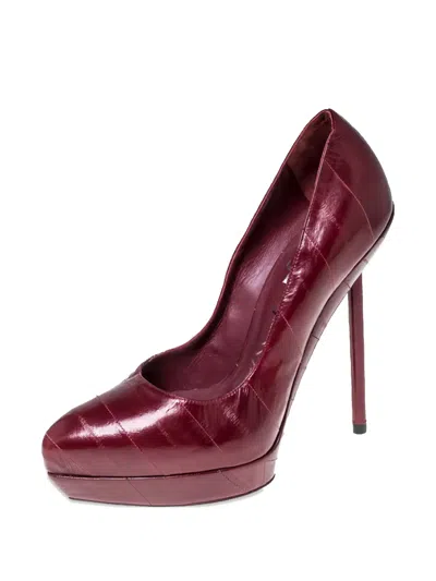 Pre-owned Saint Laurent 105mm Divine Leather Platform Pumps