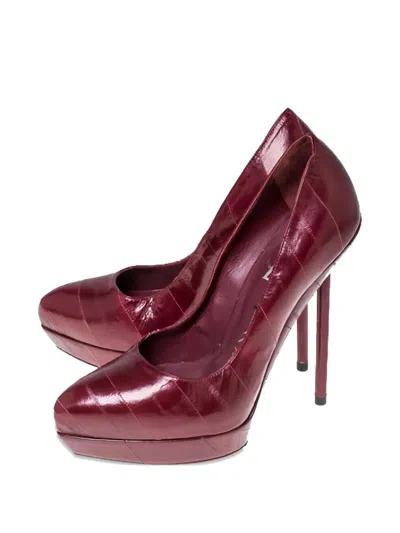 Pre-owned Saint Laurent 105mm Divine Leather Platform Pumps