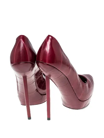 Pre-owned Saint Laurent 105mm Divine Leather Platform Pumps