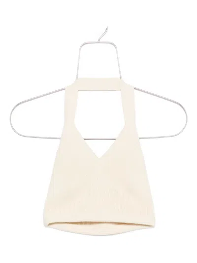 Wardrobe.nyc Cotton Halterneck Top In Neutral