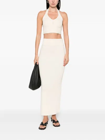 Wardrobe.nyc Cotton Halterneck Top In Neutral
