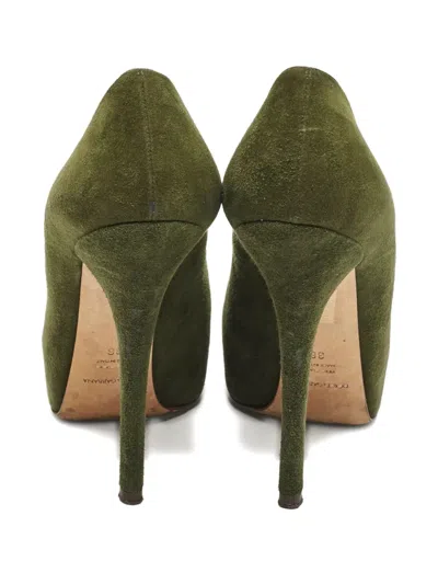 Pre-owned Dolce & Gabbana 140mm Suede Heeled Pumps In Green
