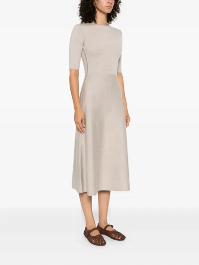Gabriela Hearst Half-sleeve A-line Midi Dress In Neutral