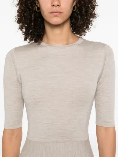 Gabriela Hearst Half-sleeve A-line Midi Dress In Neutral