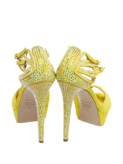 Pre-owned Le Silla 130mm Embellished-strap Platform Sandals In Yellow